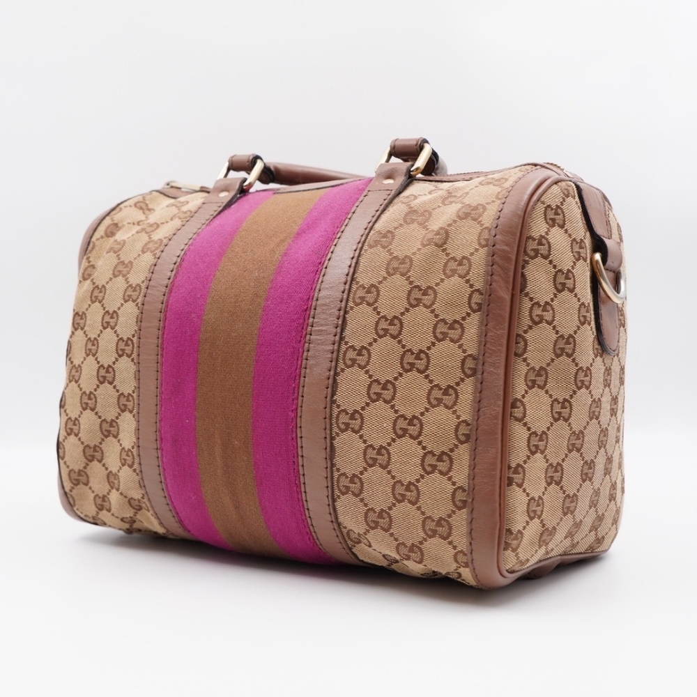 CC68 💖 GUCCI GG Monogram Vintage Web Boston - Picture 4 of 15
